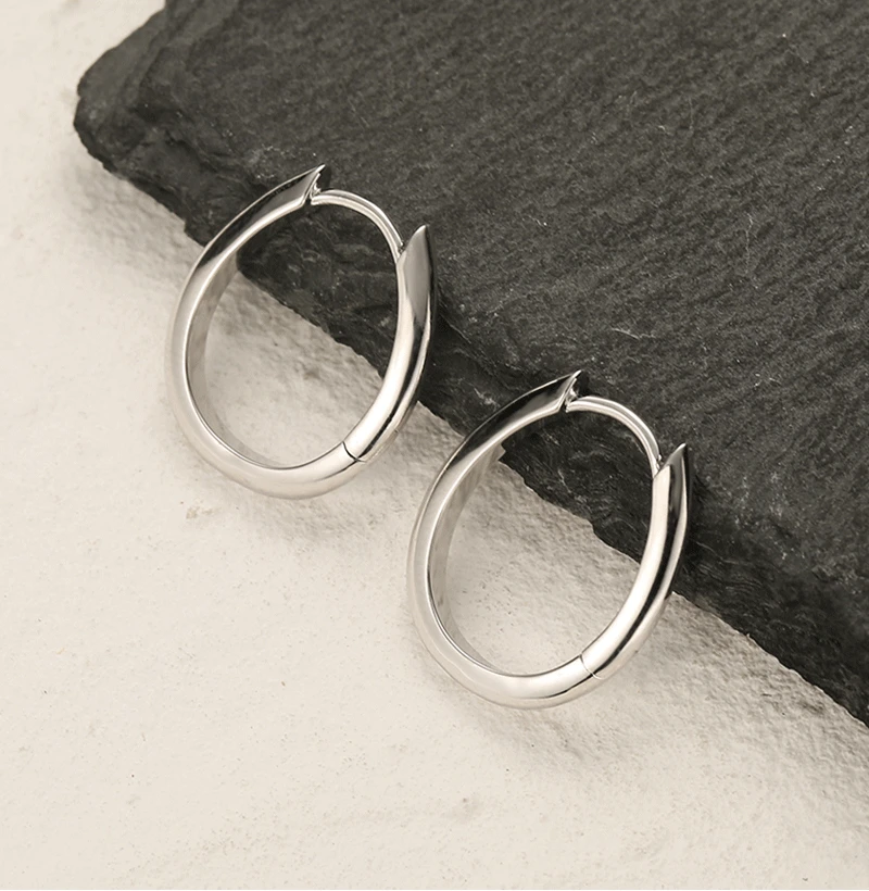 1 Pair Lady Simple Style Classic Style Oval Plating Sterling Silver White Gold Plated Earrings 5 1 Pair Lady Simple Style Classic Style Oval Plating Sterling Silver White Gold Plated Earrings - Image 3