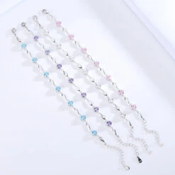 Glam Simple Style Round Rhombus Sterling Silver Inlay Crystal Bracelets -Cheap Jewelry Store 1662279556716957696
