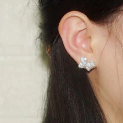 1 Pair Elegant Shiny Bow Knot Inlay Sterling Silver Zircon Ear Studs -Cheap Jewelry Store 1662336714364030976