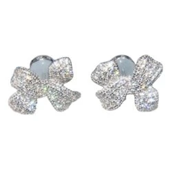 1 Pair Elegant Shiny Bow Knot Inlay Sterling Silver Zircon Ear Studs -Cheap Jewelry Store 1662336738862960640