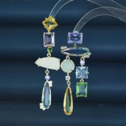 1 Pair Modern Style Geometric Asymmetrical Inlay Copper Zircon Drop Earrings -Cheap Jewelry Store 1663019588549480448