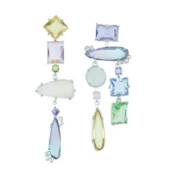 1 Pair Modern Style Geometric Asymmetrical Inlay Copper Zircon Drop Earrings -Cheap Jewelry Store 1663019593570062336