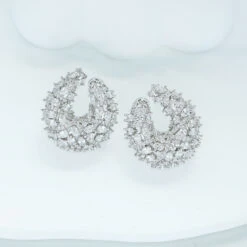 1 Pair Modern Style U Shape Irregular Inlay Copper Zircon Ear Studs -Cheap Jewelry Store 1663019642031050752