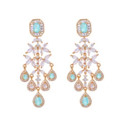 1 Pair Glam Simple Style Water Droplets Flower Inlay Copper Zircon Drop Earrings -Cheap Jewelry Store 1663019850148220928