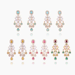 1 Pair Glam Simple Style Water Droplets Flower Inlay Copper Zircon Drop Earrings