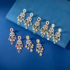 1 Pair Glam Simple Style Water Droplets Flower Inlay Copper Zircon Drop Earrings -Cheap Jewelry Store 1663019883471966208