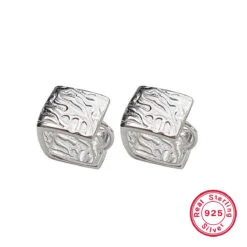 1 Pair Elegant Square Plating Sterling Silver White Gold Plated Hoop Earrings -Cheap Jewelry Store 1663834076026638336