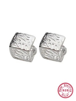 1 Pair Elegant Square Plating Sterling Silver White Gold Plated Hoop Earrings -Cheap Jewelry Store 1663834166376140800
