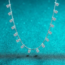 Cheap Jewelry Store 7 Lady Solid Color Sterling Silver Moissanite Necklace In Bulk