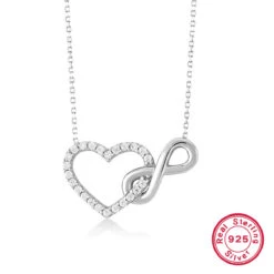 Elegant Infinity Heart Shape Sterling Silver Plating Inlay Zircon 18K Gold Plated White Gold Plated Pendant Necklace -Cheap Jewelry Store 1664182862104104960