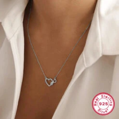 Elegant Infinity Heart Shape Sterling Silver Plating Inlay Zircon 18K Gold Plated White Gold Plated Pendant Necklace -Cheap Jewelry Store 1664182934053195776