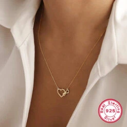 Elegant Infinity Heart Shape Sterling Silver Plating Inlay Zircon 18K Gold Plated White Gold Plated Pendant Necklace -Cheap Jewelry Store 1664182951245647872 1