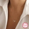 Elegant Infinity Heart Shape Sterling Silver Plating Inlay Zircon 18K Gold Plated White Gold Plated Pendant Necklace -Cheap Jewelry Store 1664182951245647872