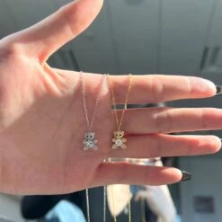 Classic Style Bear Sterling Silver Plating Inlay Zircon Pendant Necklace -Cheap Jewelry Store 1664552360095125504 1