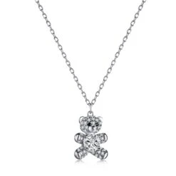 Classic Style Bear Sterling Silver Plating Inlay Zircon Pendant Necklace -Cheap Jewelry Store 1664552366977978368