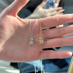 Classic Style Bear Sterling Silver Plating Inlay Zircon Pendant Necklace -Cheap Jewelry Store 1664552373433012224