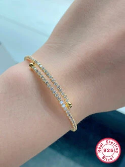 Elegant Round Oval Sterling Silver Plating Inlay Zircon 18K Gold Plated Rose Gold Plated White Gold Plated Bracelets -Cheap Jewelry Store 1664848667615563776