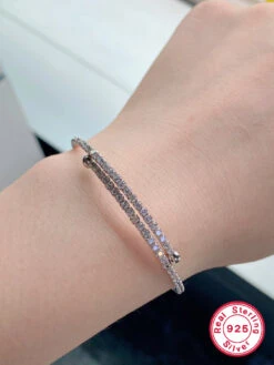 Elegant Round Oval Sterling Silver Plating Inlay Zircon 18K Gold Plated Rose Gold Plated White Gold Plated Bracelets -Cheap Jewelry Store 1664848741011689472