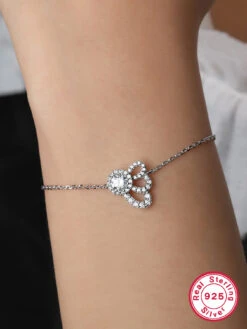 Elegant Luxurious Flower Sterling Silver Plating Inlay Zircon White Gold Plated Bracelets 9 Elegant Luxurious Flower Sterling Silver Plating Inlay Zircon White Gold Plated Bracelets -Cheap Jewelry Store 1664910794959228928