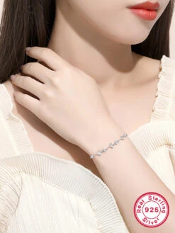 Elegant Ginkgo Leaf Sterling Silver Plating Inlay Zircon White Gold Plated Bracelets -Cheap Jewelry Store 1664911686559207424