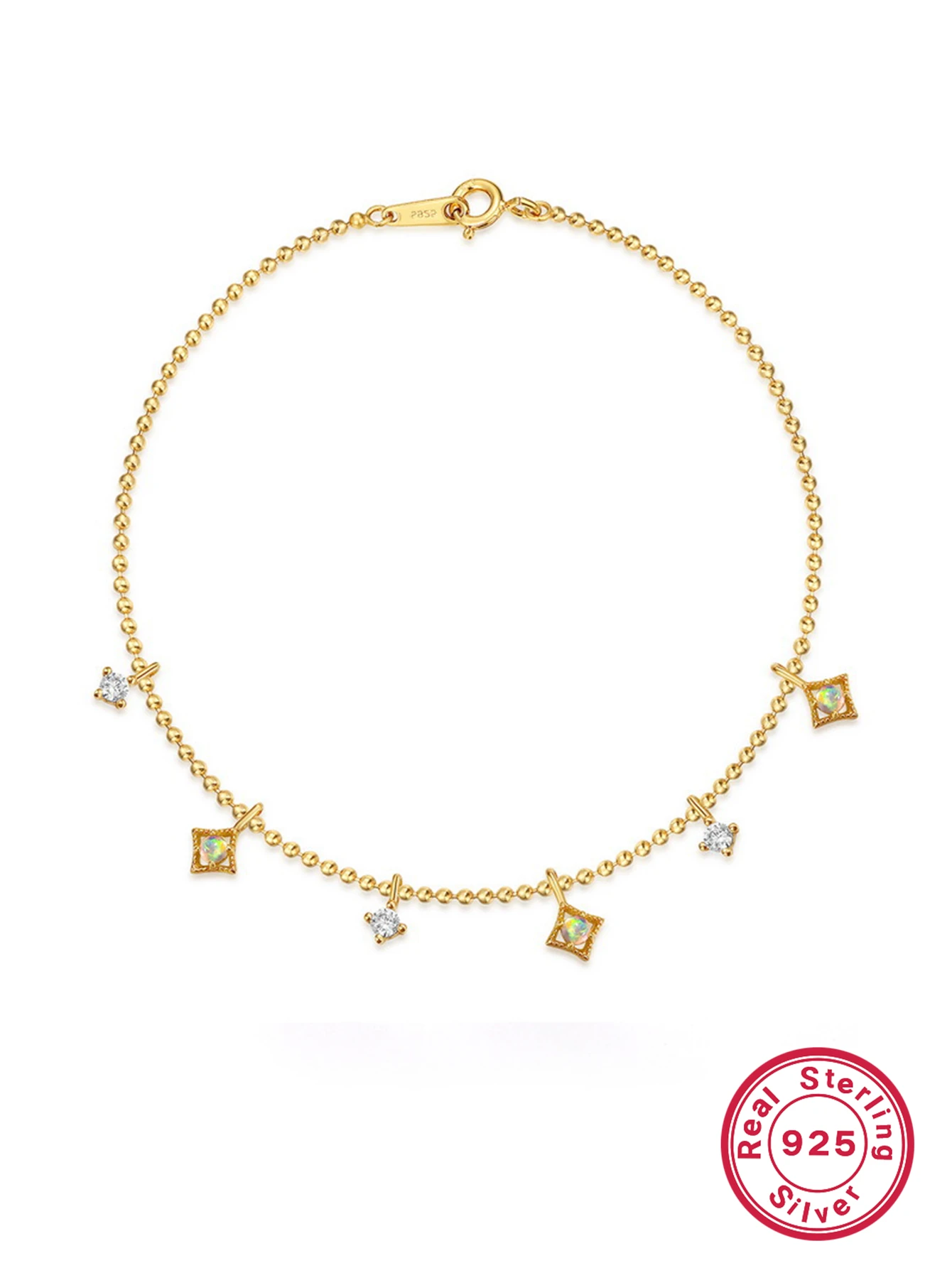 Elegant Luxurious Queen Square Sterling Silver Plating Inlay Opal 18K Gold Plated Bracelets 7 Elegant Luxurious Queen Square Sterling Silver Plating Inlay Opal 18K Gold Plated Bracelets - Image 5