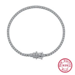 Elegant Luxurious Round Sterling Silver Plating Inlay Zircon White Gold Plated Tennis Bracelet -Cheap Jewelry Store 1664926990702088192
