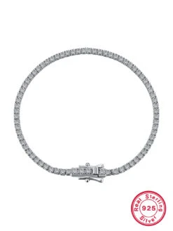 Elegant Luxurious Round Sterling Silver Plating Inlay Zircon White Gold Plated Tennis Bracelet -Cheap Jewelry Store 1664926990748225536