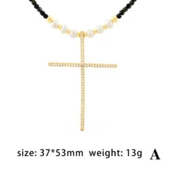 Ethnic Style Streetwear Cross Freshwater Pearl Beaded Plating Inlay Zircon Pendant Necklace 10 Ethnic Style Streetwear Cross Freshwater Pearl Beaded Plating Inlay Zircon Pendant Necklace -Cheap Jewelry Store 1665535159165915136
