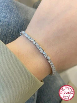 Elegant Luxurious Heart Shape Sterling Silver Inlay Zircon White Gold Plated Bracelets -Cheap Jewelry Store 1665544908271915008