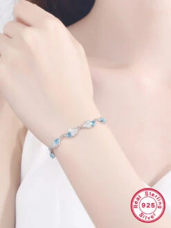 Elegant Sweet Heart Shape Sterling Silver Inlay Zircon White Gold Plated Bracelets -Cheap Jewelry Store 1665549938622337024