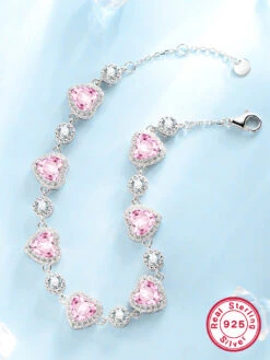 Sweet Heart Shape Sterling Silver Inlay Zircon White Gold Plated Bracelets 6 Sweet Heart Shape Sterling Silver Inlay Zircon White Gold Plated Bracelets -Cheap Jewelry Store 1665551846900633600