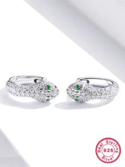 1 Pair Elegant Snake Inlay Sterling Silver Zircon White Gold Plated Earrings -Cheap Jewelry Store 1665615654763499520
