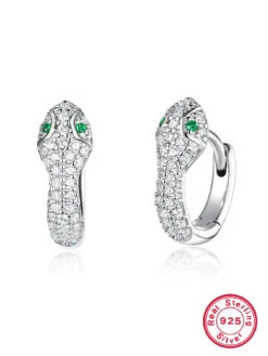 1 Pair Elegant Snake Inlay Sterling Silver Zircon White Gold Plated Earrings -Cheap Jewelry Store 1665615654822219776 1
