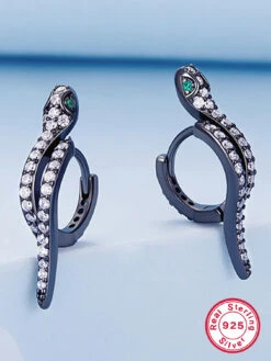 1 Pair Elegant Snake Inlay Sterling Silver Zircon Earrings -Cheap Jewelry Store 1665621366449246208 1
