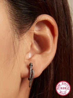 1 Pair Elegant Snake Inlay Sterling Silver Zircon Earrings -Cheap Jewelry Store 1665621366642184192