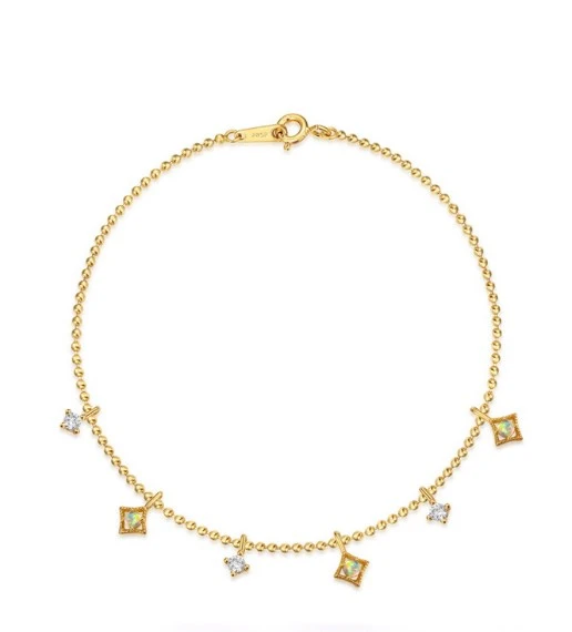 Elegant Luxurious Queen Square Sterling Silver Plating Inlay Opal 18K Gold Plated Bracelets 4 Elegant Luxurious Queen Square Sterling Silver Plating Inlay Opal 18K Gold Plated Bracelets - Image 2
