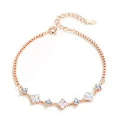 Casual Simple Style Four Leaf Clover Sterling Silver Plating Inlay Zircon Rose Gold Plated Bracelets -Cheap Jewelry Store 1665628632078487552 1