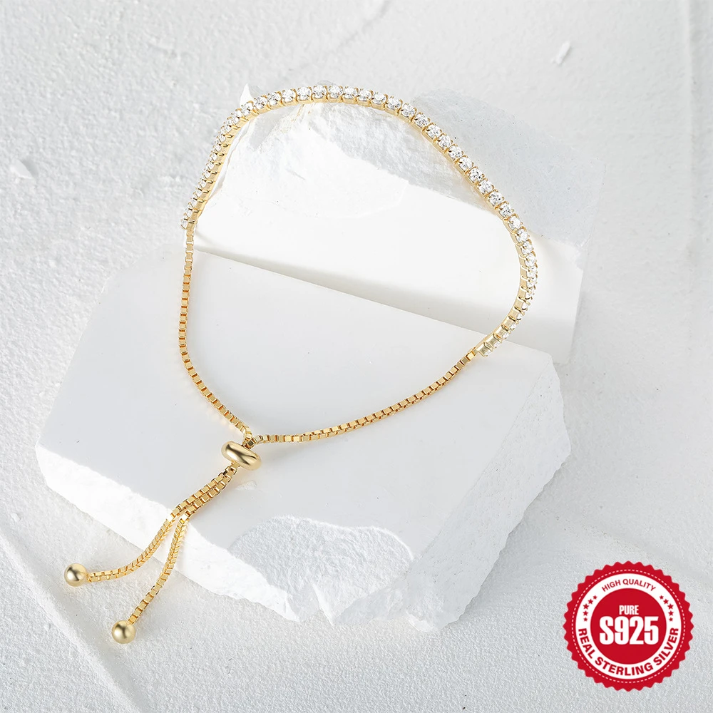 Elegant Solid Color Sterling Silver Inlay Zircon Bracelets 5 Elegant Solid Color Sterling Silver Inlay Zircon Bracelets - Image 3