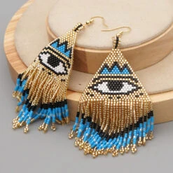 1 Pair Streetwear Devil'S Eye Beaded Braid Stainless Steel Glass Drop Earrings -Cheap Jewelry Store 1665662148229074944