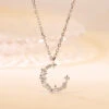 Simple Style Moon Sterling Silver Plating Inlay Artificial Gemstones Pendant Necklace -Cheap Jewelry Store 1666283909702356992