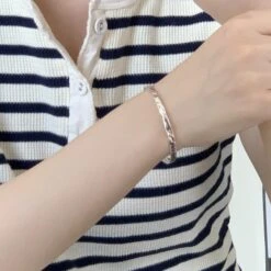 Simple Style Solid Color Sterling Silver Polishing Cuff Bracelets -Cheap Jewelry Store 1666285783297953792