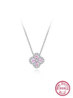 Elegant Luxurious Four Leaf Clover Sterling Silver Plating Inlay Zircon 18K Gold Plated White Gold Plated Pendant Necklace -Cheap Jewelry Store 1666299954378969088