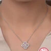 Elegant Luxurious Four Leaf Clover Sterling Silver Plating Inlay Zircon 18K Gold Plated White Gold Plated Pendant Necklace -Cheap Jewelry Store 1666299954907451392