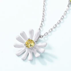 Sweet Daisy Sterling Silver Plating Inlay Zircon Pendant Necklace -Cheap Jewelry Store 1666681040095285248