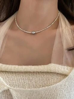 Modern Style Solid Color Sterling Silver Plating Necklace -Cheap Jewelry Store 1666688372871139328