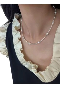 IG Style Elegant Round Sterling Silver Beaded Pearl Plating Necklace 10 IG Style Elegant Round Sterling Silver Beaded Pearl Plating Necklace -Cheap Jewelry Store 1666688984354525184