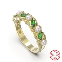 Elegant Round Sterling Silver Plating Inlay Freshwater Pearl Zircon Rings -Cheap Jewelry Store 1666689314270089216