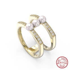 Elegant Geometric Sterling Silver Plating Inlay Freshwater Pearl Zircon Rings -Cheap Jewelry Store 1666689430011908096