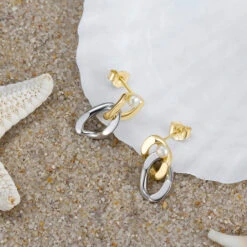 1 Pair Elegant Color Block Plating Inlay Sterling Silver Freshwater Pearl Drop Earrings -Cheap Jewelry Store 1666689431823847424