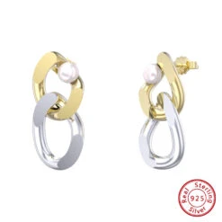 1 Pair Elegant Color Block Plating Inlay Sterling Silver Freshwater Pearl Drop Earrings -Cheap Jewelry Store 1666689438316630016